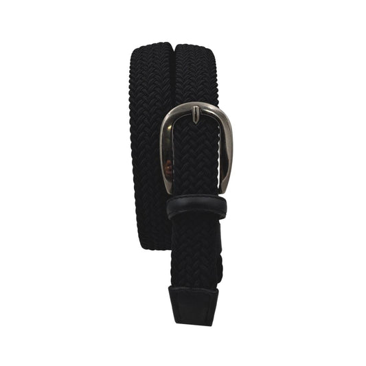 Tenerife - Cintura 2,5 cm intrecciata elastica con finiture in cuoio e fibbia argentata
