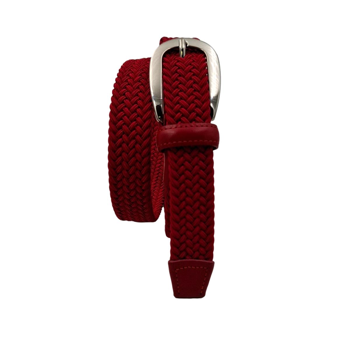 Tenerife - Cintura 2,5 cm intrecciata elastica con finiture in cuoio e fibbia argentata