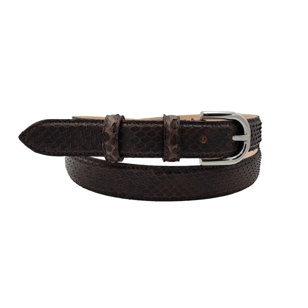 Nancy - Cintura 2,5 cm in vero pitone con fibbia Nichel free e fodera in pelle