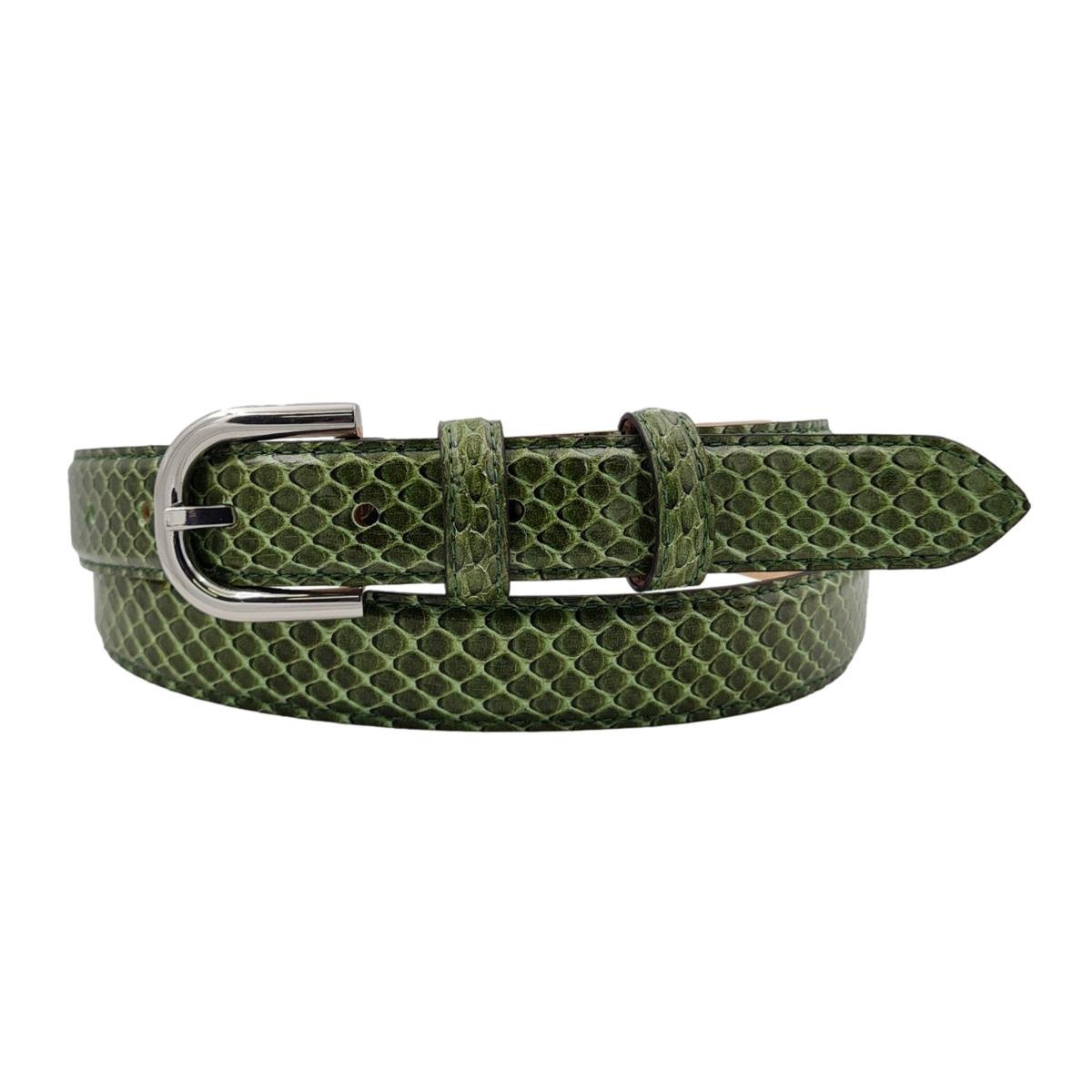 Nancy - Cintura 2,5 cm in vero pitone con fibbia Nichel free e fodera in pelle