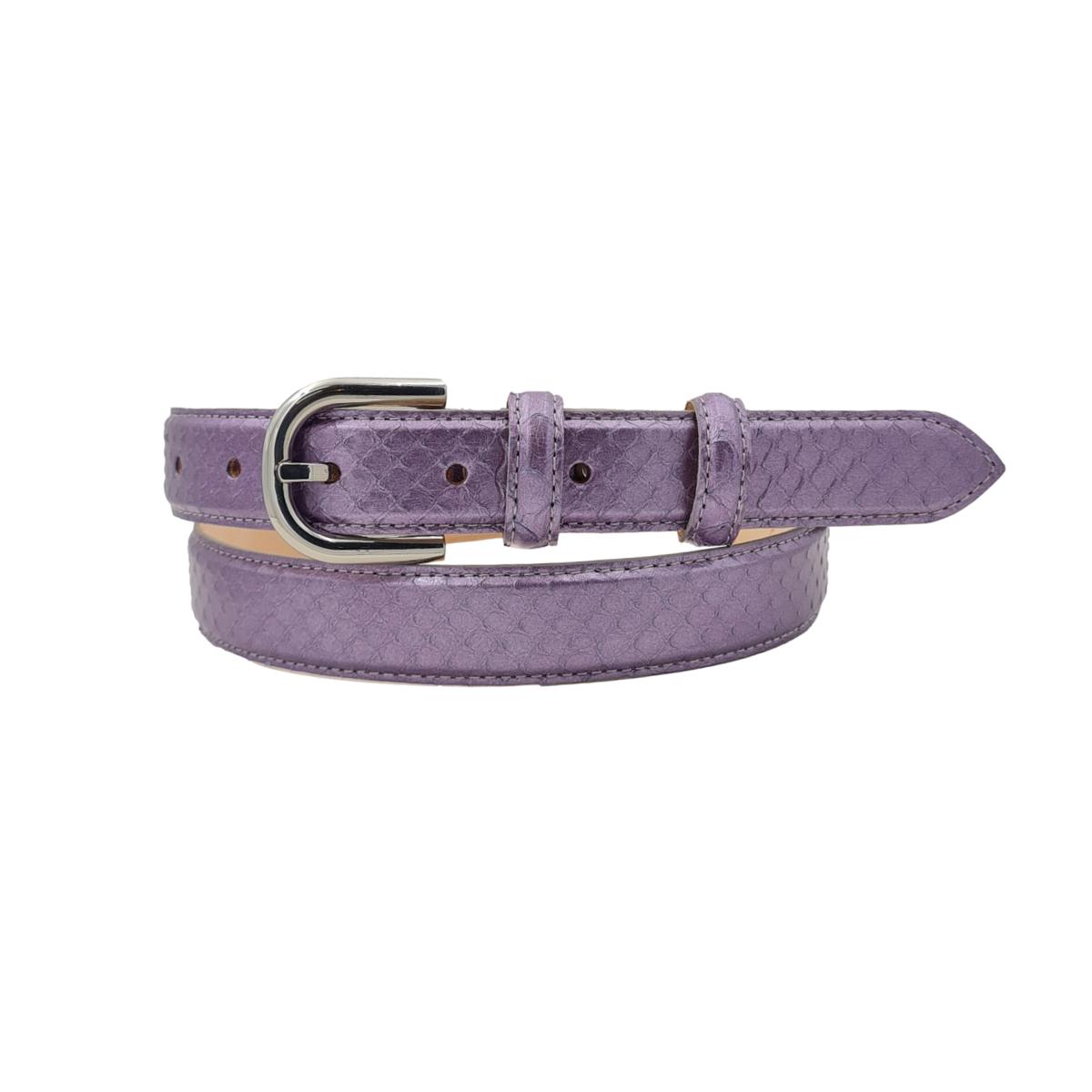 Nancy - Cintura 2,5 cm in vero pitone con fibbia Nichel free e fodera in pelle