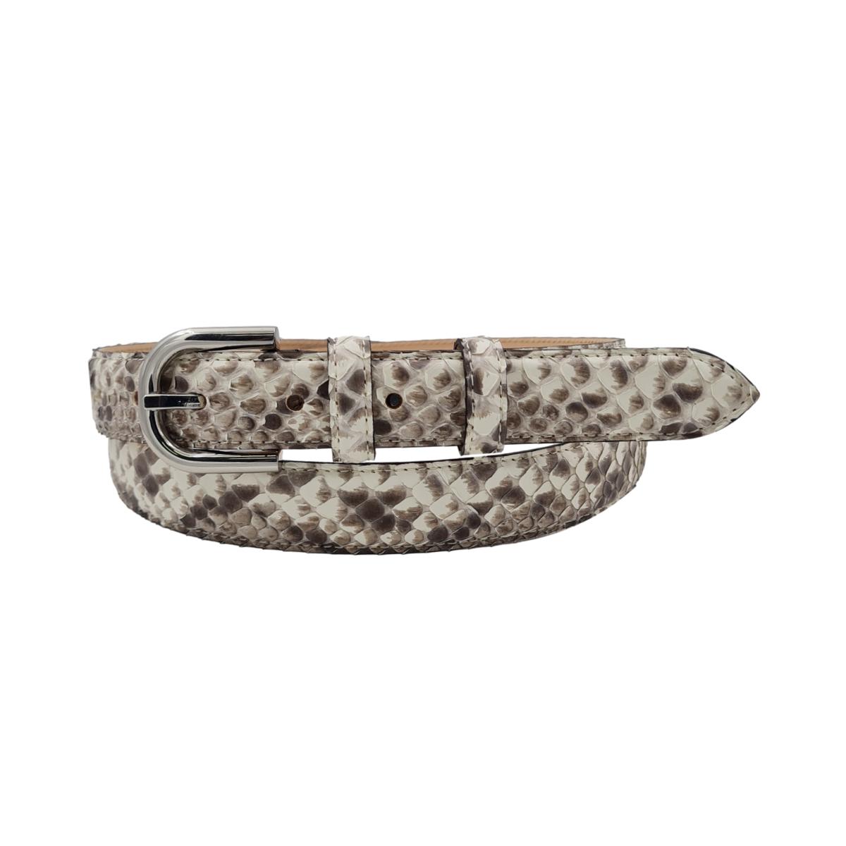 Nancy - Cintura 2,5 cm in vero pitone con fibbia Nichel free e fodera in pelle