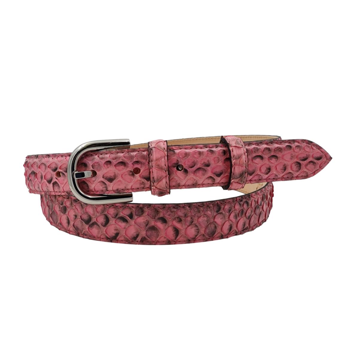 Nancy - Cintura 2,5 cm in vero pitone con fibbia Nichel free e fodera in pelle