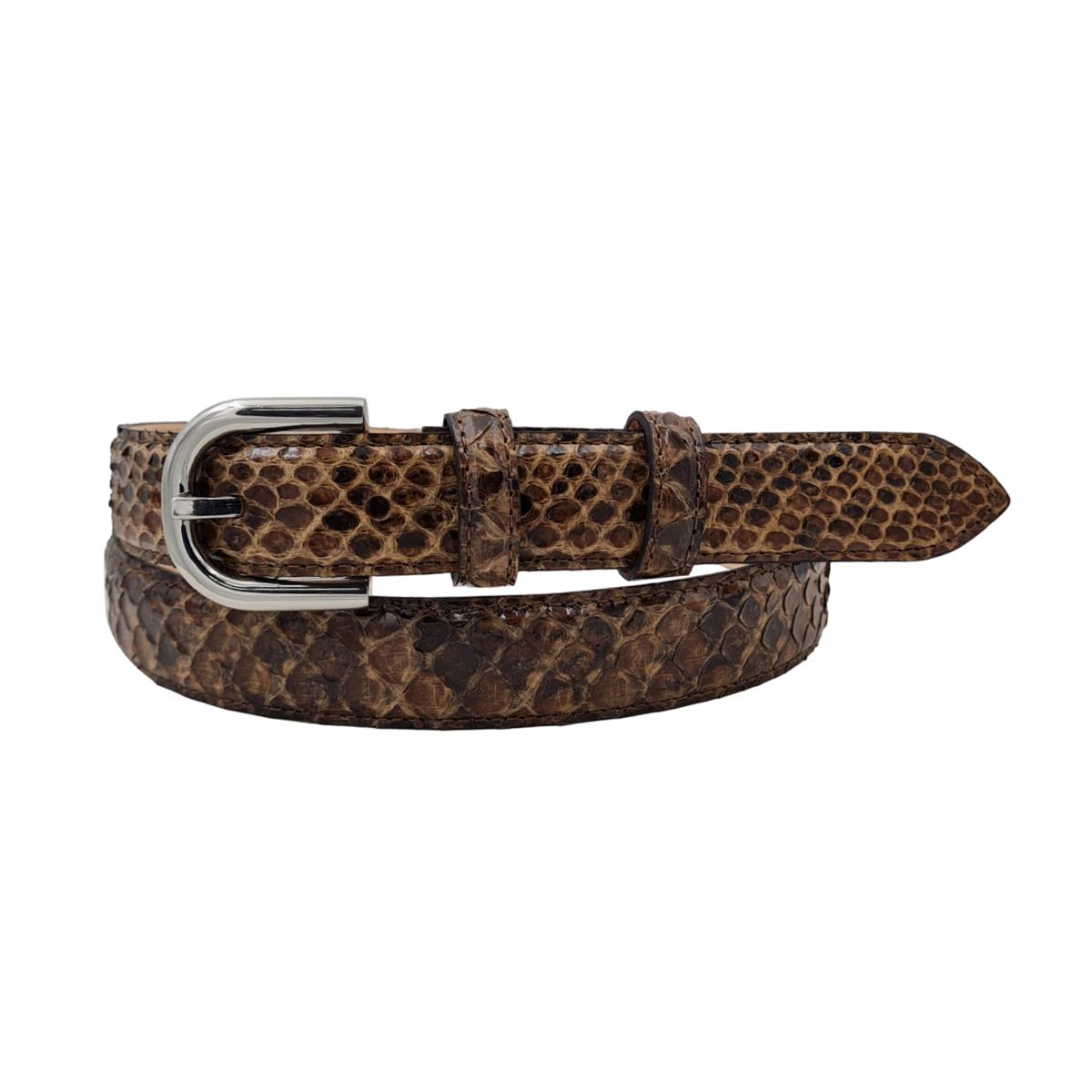 Nancy - Cintura 2,5 cm in vero pitone con fibbia Nichel free e fodera in pelle