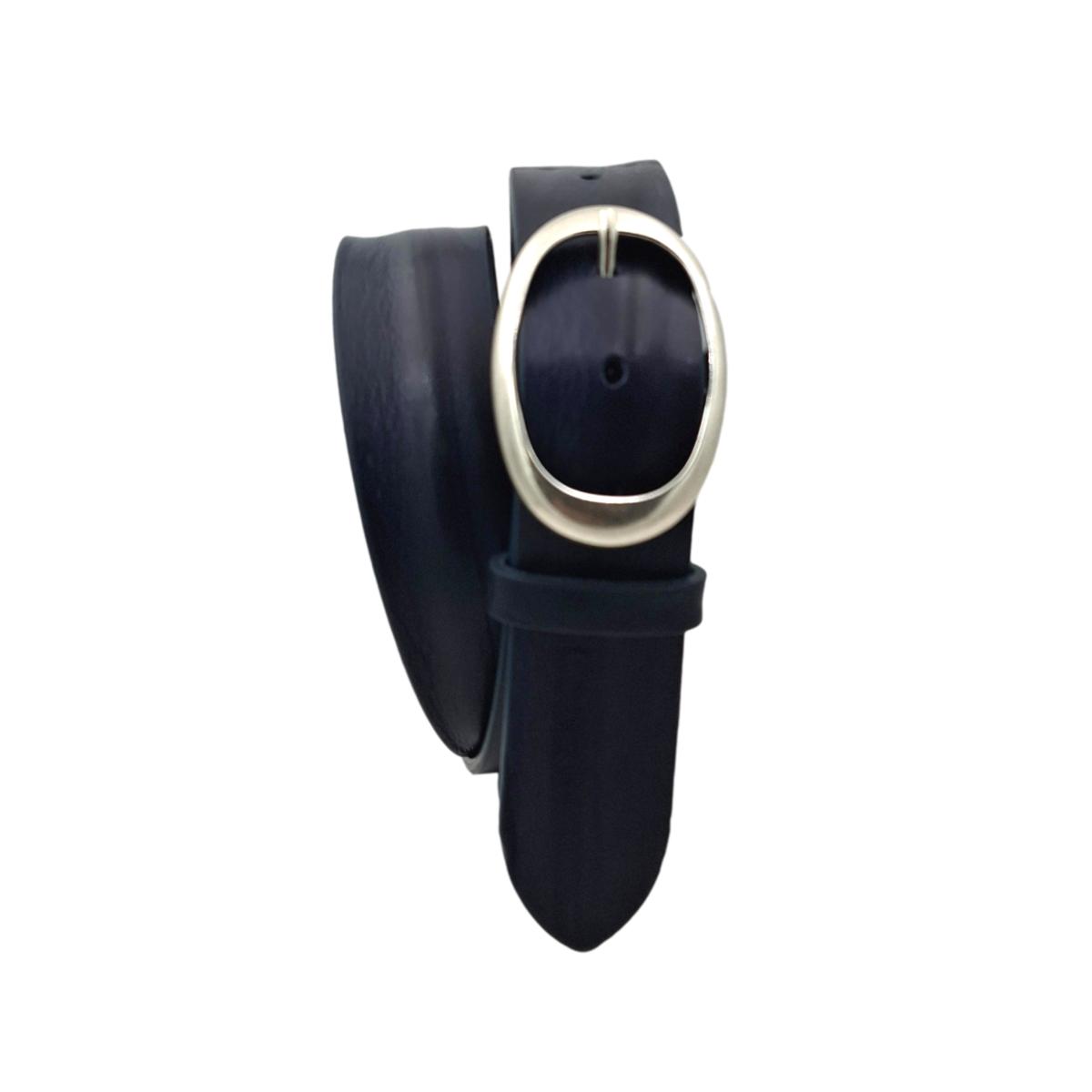 Cintura in vero cuoio di toro Plissettato 4 cm con fibbia intera Ovale Argento Antico