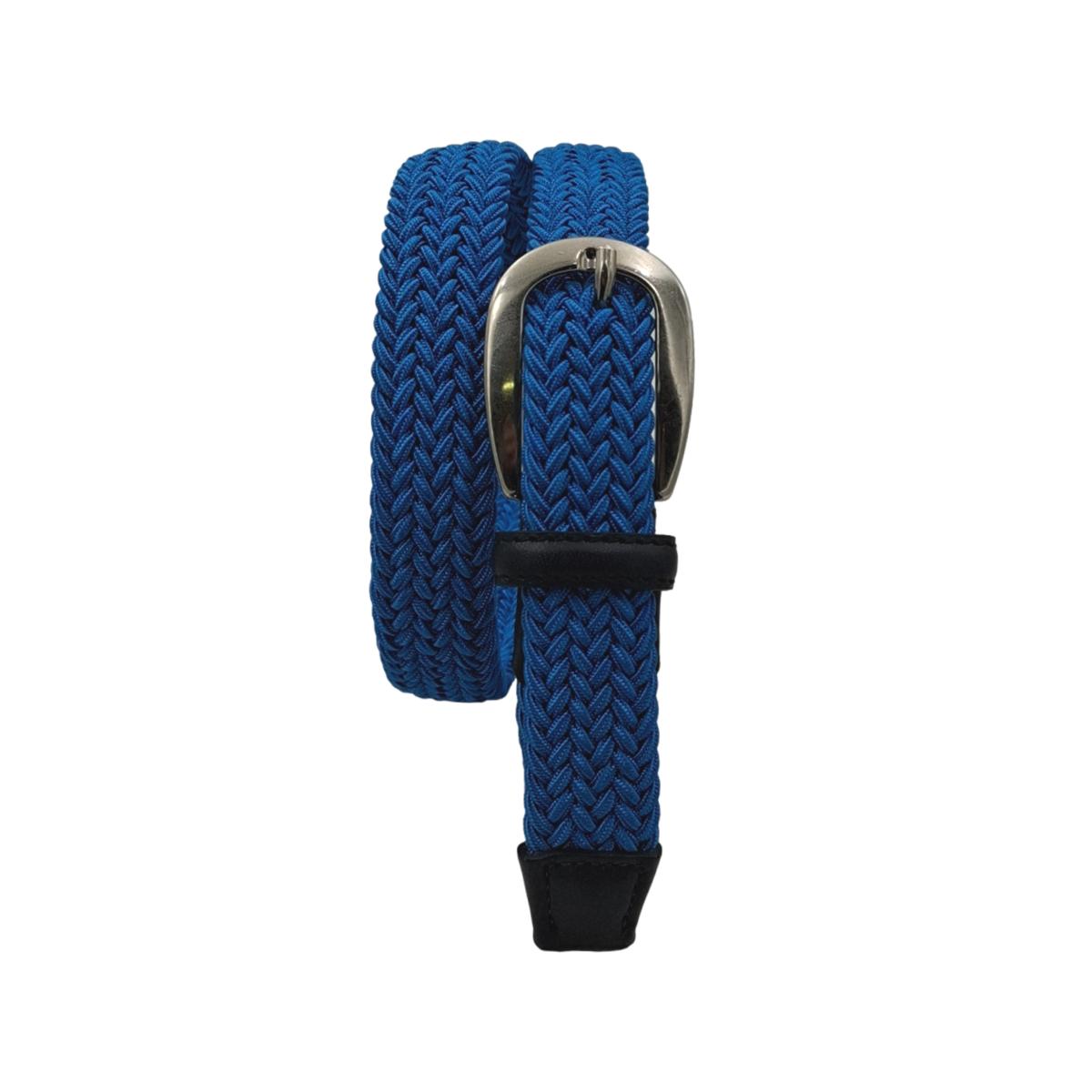 Tenerife - Cintura 2,5 cm intrecciata elastica con finiture in cuoio e fibbia argentata