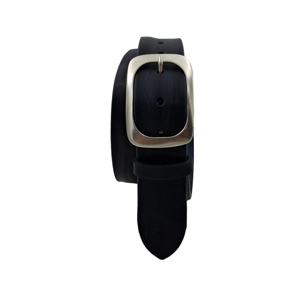 Cintura in Cuoio di Toro Design Casual con Fibbia intera Satinata (Altezze 3,5 cm e 4 cm)