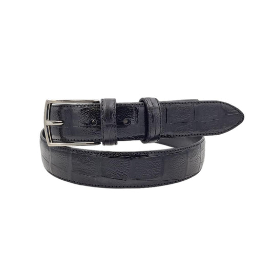 Cintura 3 cm Stampato Coda Coccodrillo con fodera in Pelle bovina - Nero