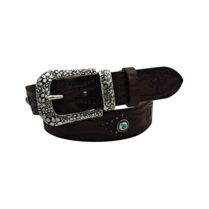 🔥 NOVITA' 🔥 Pegaso - Cintura in cuoio 4 cm con borchie ,fantasie di cavalli , passante e fibbia metallici