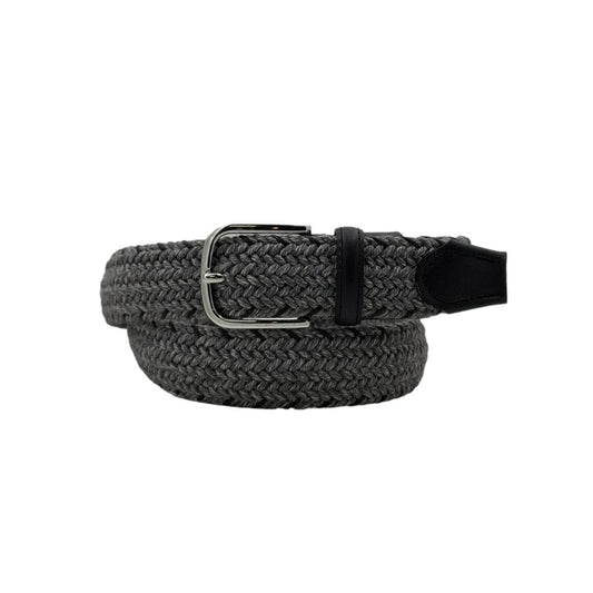 Cintura  in Lana e Cotone 3,5 cm con finiture in pelle
