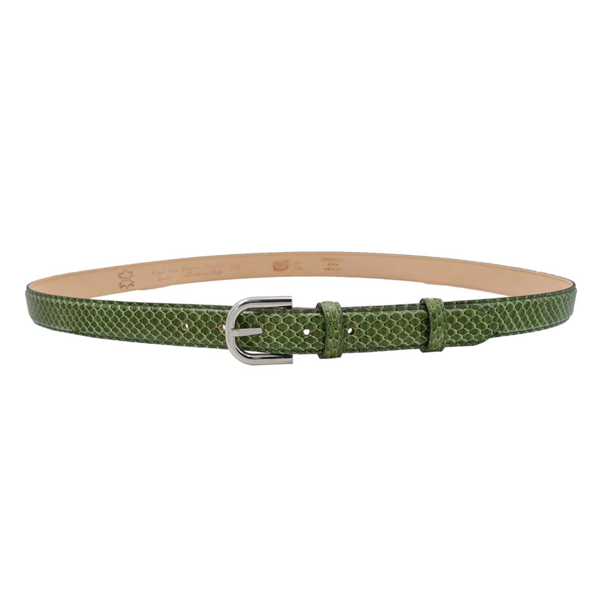 Nancy - Cintura 2,5 cm in vero pitone con fibbia Nichel free e fodera in pelle