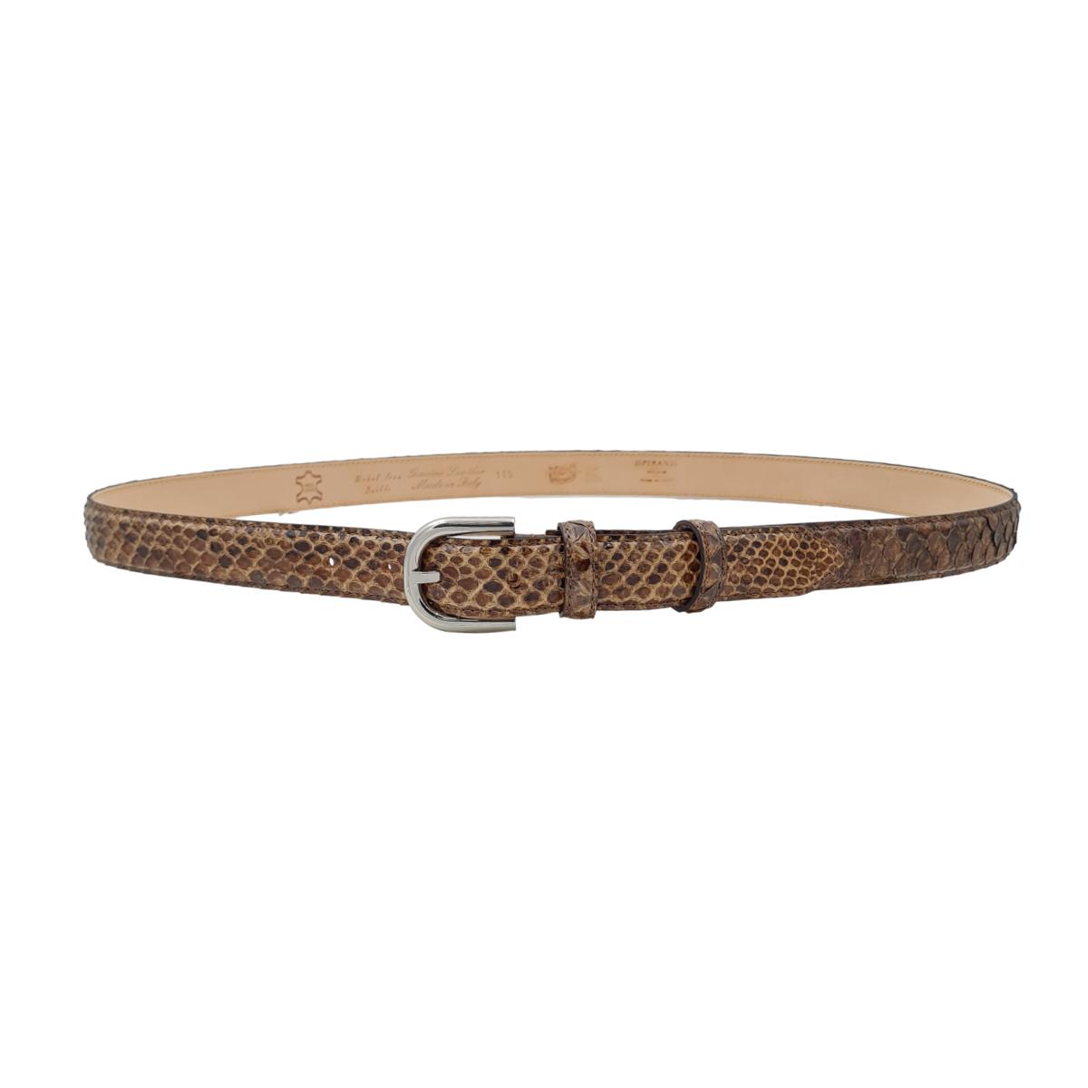 Nancy - Cintura 2,5 cm in vero pitone con fibbia Nichel free e fodera in pelle