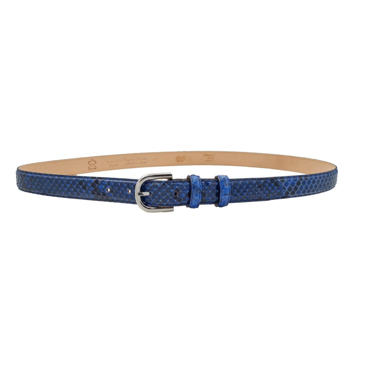 Nancy - Cintura 2,5 cm in vero pitone con fibbia Nichel free e fodera in pelle