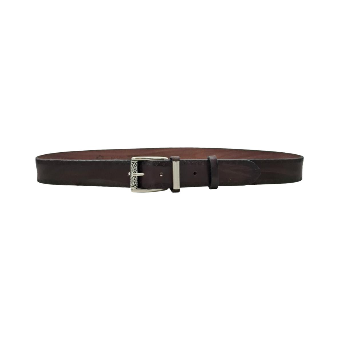 Double Roller - Cintura in cuoio di toro con fibbia a rullo lavorato e rullo su passante (TAGLIE XXL) - ESPERANTOBELTS