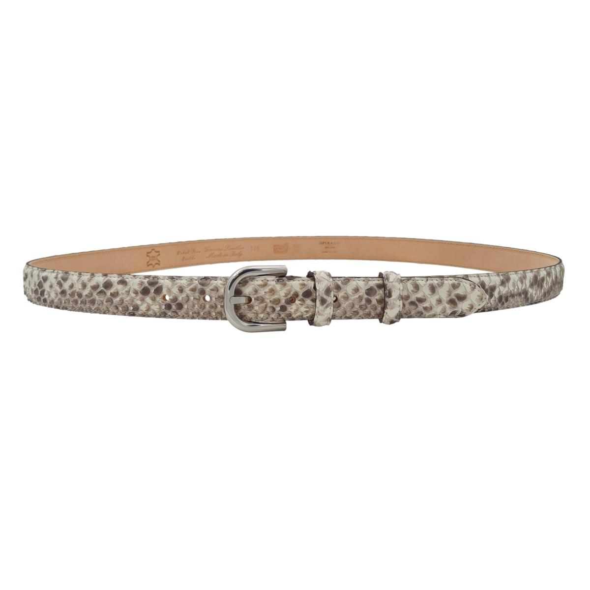 Nancy - Cintura 2,5 cm in vero pitone con fibbia Nichel free e fodera in pelle