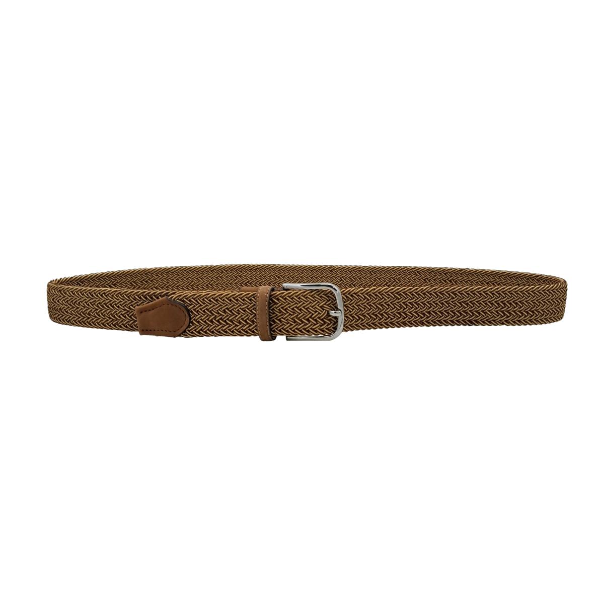 Cintura Mélange in viscosa 3,5 cm  elastica con finiture in cuoio Nabuk