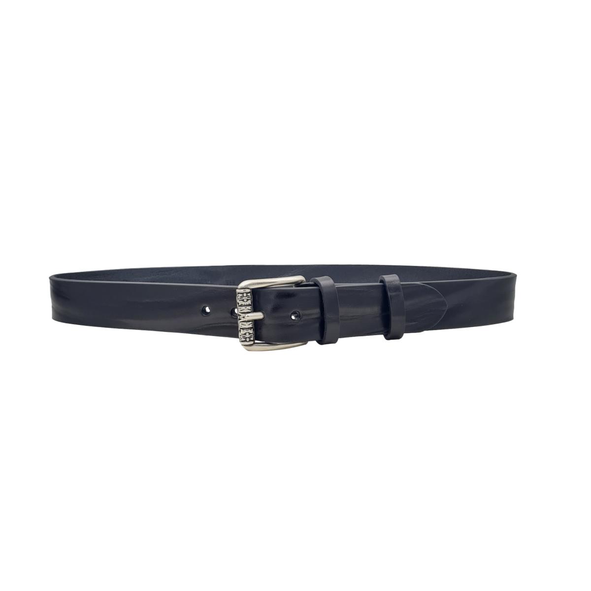 Cintura 4 cm in Vero Cuoio di Toro Grinzato con Fibbia a Rullo Ricamata - ESPERANTOBELTS