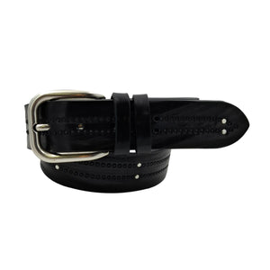 Black Panther - Cintura 4 cm in cuoio lavorato a mano con fibbia in ottone e borchie metalliche