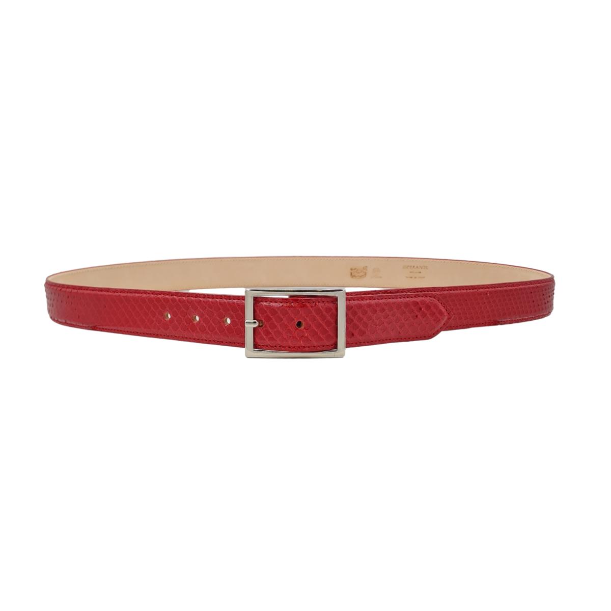 Cintura da Donna in Pitone 3 cm con fodera in cuoio in pelle - Rubino
