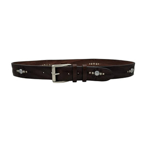 🔥 NOVITA' 🔥 Marbles & Leather - Cintura 4 cm moro in vero cuoio con borchie sferiche e ricami