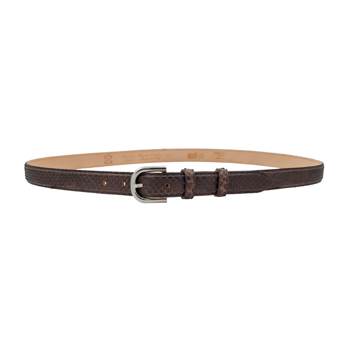 Nancy - Cintura 2,5 cm in vero pitone con fibbia Nichel free e fodera in pelle