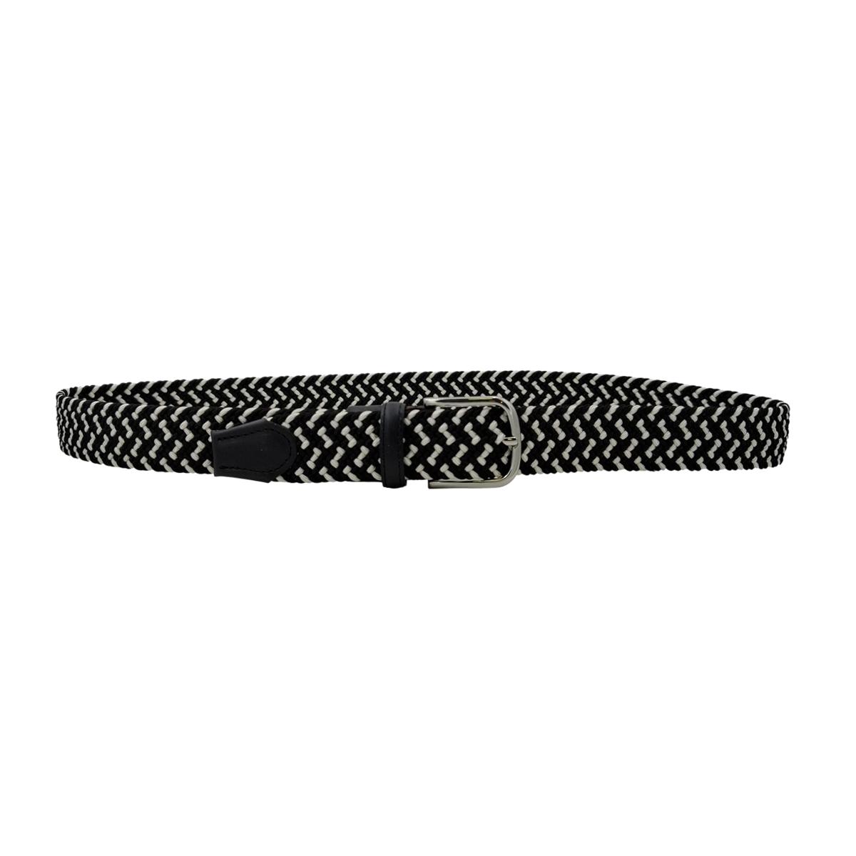 Cintura elasticizzata bicolore leggera 3,5 cm con finiture in pelle