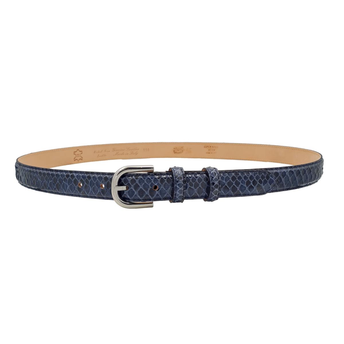 Nancy - Cintura 2,5 cm in vero pitone con fibbia Nichel free e fodera in pelle