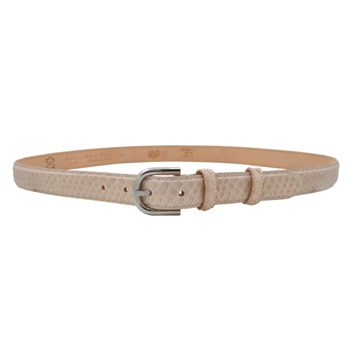 Nancy - Cintura 2,5 cm in vero pitone con fibbia Nichel free e fodera in pelle