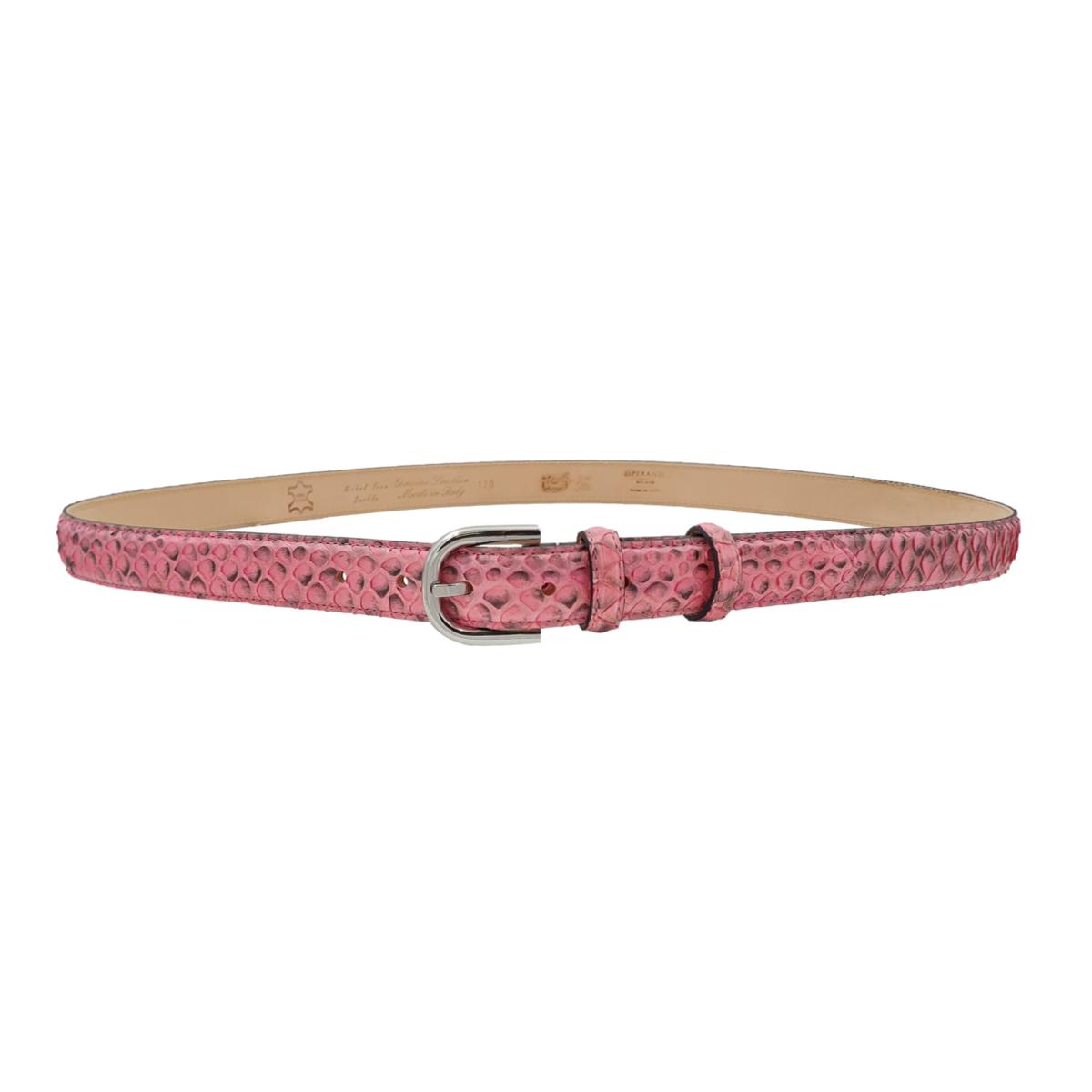 Nancy - Cintura 2,5 cm in vero pitone con fibbia Nichel free e fodera in pelle