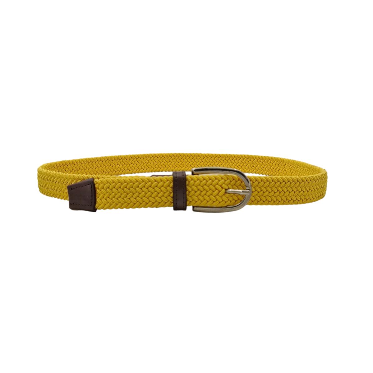 Tenerife - Cintura 2,5 cm intrecciata elastica con finiture in cuoio e fibbia argentata