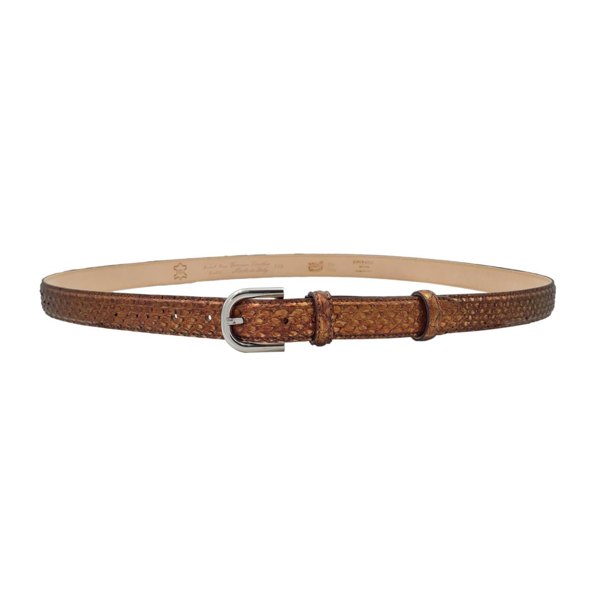 Nancy - Cintura 2,5 cm in vero pitone con fibbia Nichel free e fodera in pelle