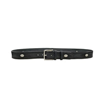 Carica l'immagine nel visualizzatore di Gallery, Black Washed - Cintura 4 cm in cuoio effetto Washed con borchie,ricami e fibbia in ottone