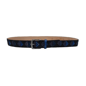 🔥NOVITA'🔥 Blue Pyramid - Cintura 4 cm Patchwork a Triangoli Blu in Pitone con Fibbia in Ottone