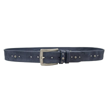 Carica l'immagine nel visualizzatore di Gallery, 🔥NOVITA'🔥  Blue Washed Royal - Cintura in cuoio Blu Washed con borchie e fibbia lavorata - ESPERANTOBELTS