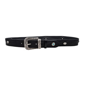 🔥 NOVITA' 🔥 Pegaso - Cintura in cuoio 4 cm con borchie ,fantasie di cavalli , passante e fibbia metallici