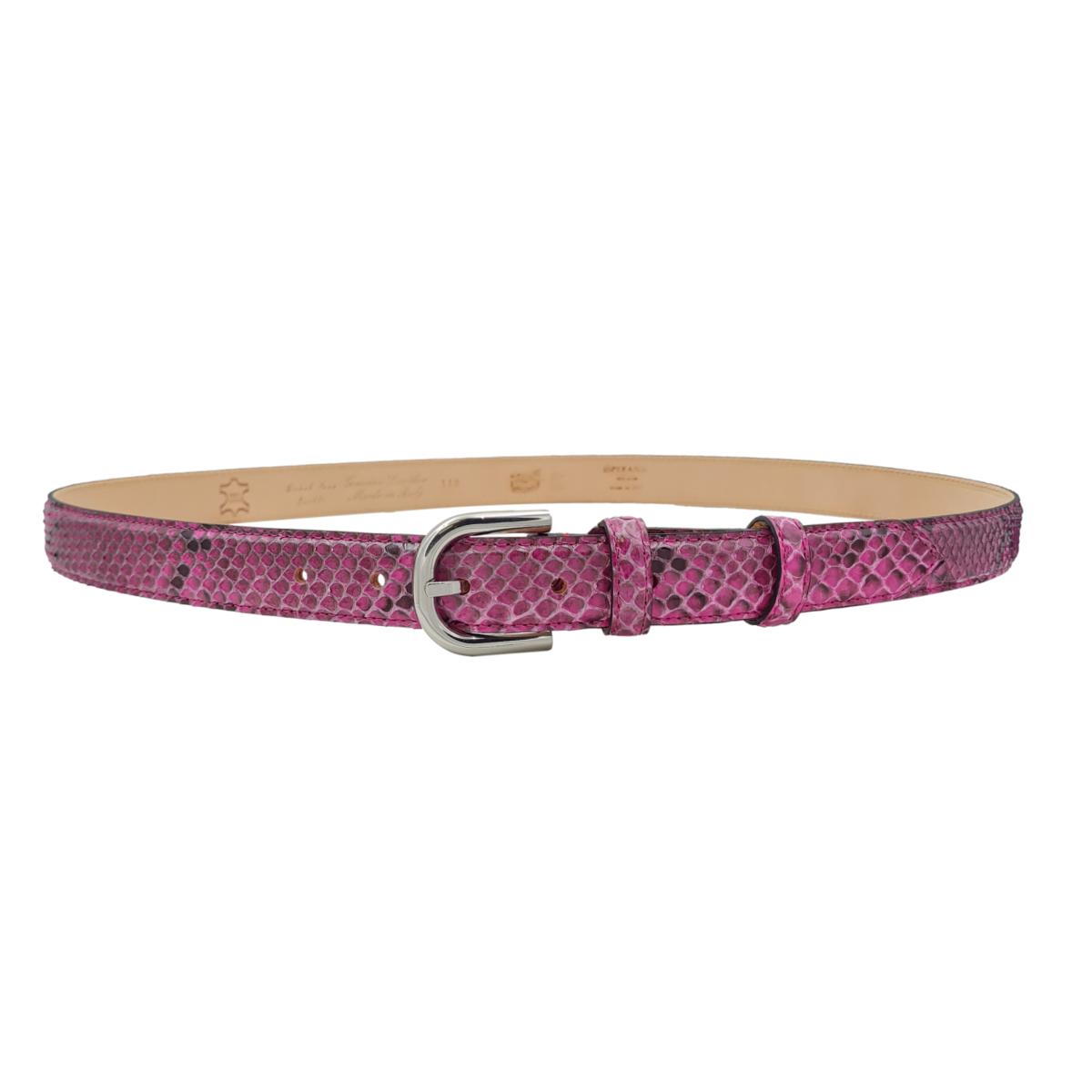 Nancy - Cintura 2,5 cm in vero pitone con fibbia Nichel free e fodera in pelle