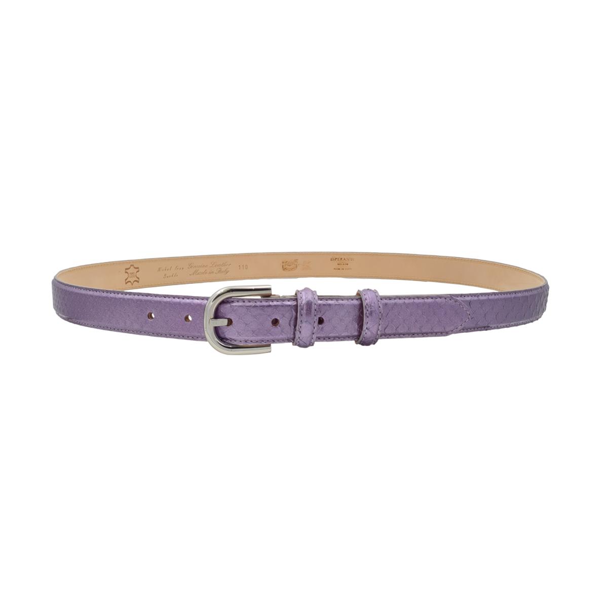 Nancy - Cintura 2,5 cm in vero pitone con fibbia Nichel free e fodera in pelle