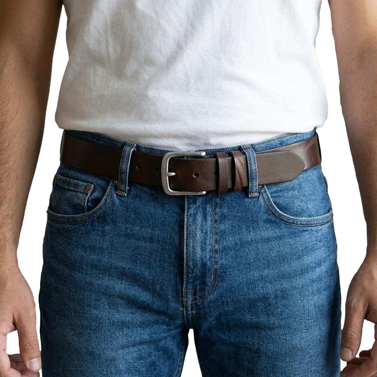 Cintura 4 cm in vero cuoio di toro Plissè con fibbia Satinata anallergica