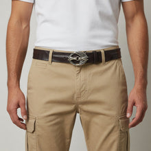 Carica l'immagine nel visualizzatore di Gallery, 🔥 NOVITA' 🔥 Circle of Horses - Cintura Testa di moro 4 cm in cuoio di toro con fibbia intera fantasia cavalli