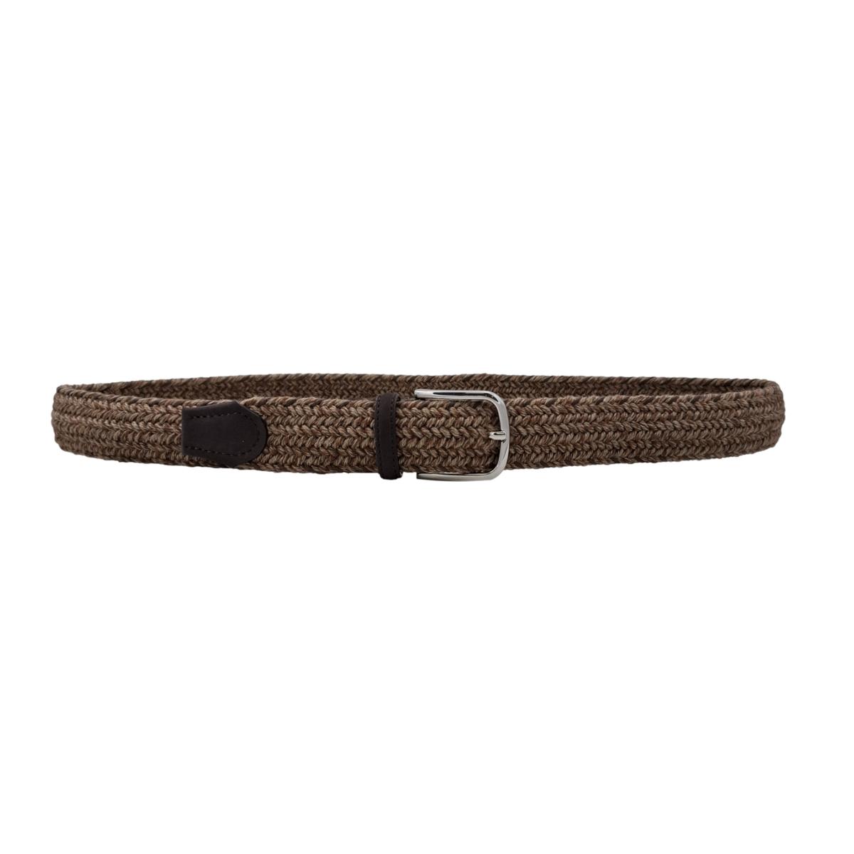 Cintura  in Lana e Cotone 3,5 cm con finiture in pelle
