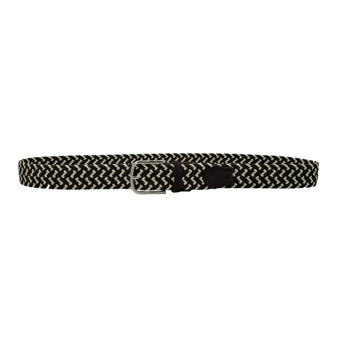 Cintura elasticizzata bicolore leggera 3,5 cm con finiture in pelle