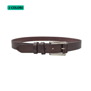 Cintura 3 cm in cuoio di toro bottalato con riporto in cuoio su fibbia 100% anallergica