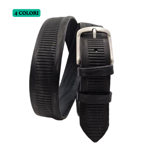 Cintura Vintage abrasivata in vero Cuoio 4 cm Accorciabile anallergica