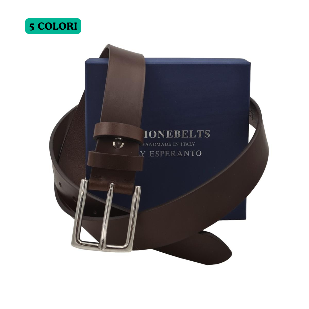 Cintura 3,5 cm in vero cuoio di toro spesso e resistente con fibbia anallergica - ESPERANTOBELTS