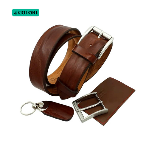 Cintura 4 cm in vero cuoio di toro con fibbia Vintage anallergica (VERSIONE REGALO)