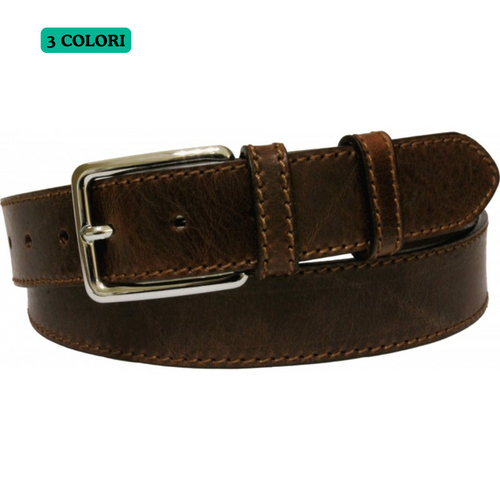 Cintura 4 cm in cuoio vegetale con doppio passante