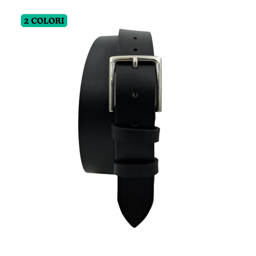 🔥 NOVITA' 🔥 Soft Bull 3,5 cm - Cintura in cuoio di toro extra morbido martellato e fibbia argentata
