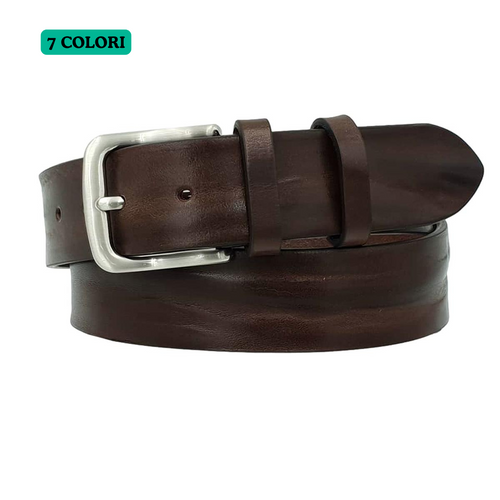 Cintura 4 cm in vero cuoio di toro Plissè con fibbia Satinata anallergica