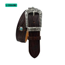 Carica l&#39;immagine nel visualizzatore di Gallery, 🔥 NOVITA&#39; 🔥 Pegaso - Cintura in cuoio 4 cm con borchie ,fantasie di cavalli , passante e fibbia metallici