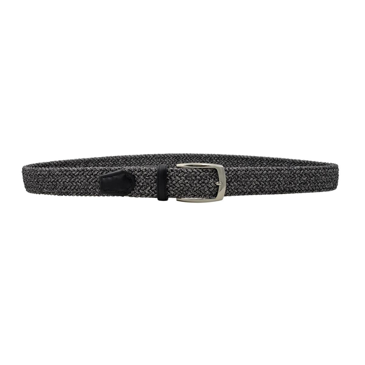 Cintura Mélange in viscosa 3,5 cm  elastica con finiture in cuoio Nabuk